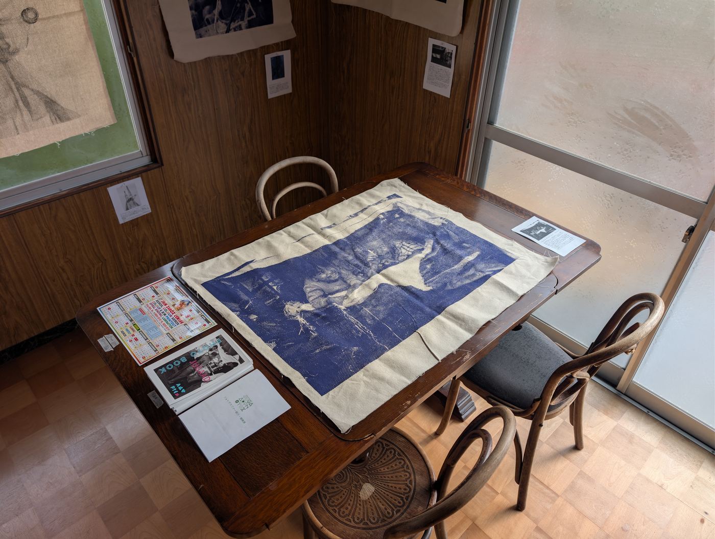 Making a silkscreen print at the table